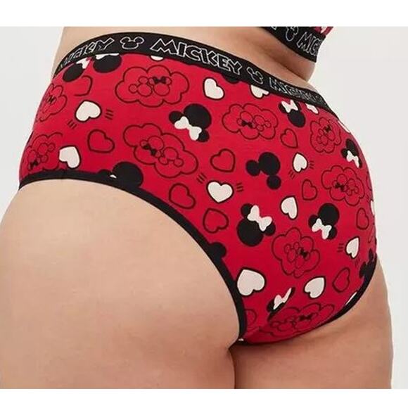 Torrid plus size 2 Disney Mickey Mouse cheeky panty panties red hearts New 2X - Picture 3 of 3